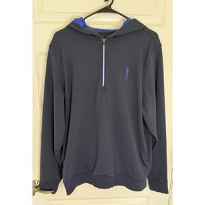 U SUCK AT GOLF Navy Half Zip Embroidered Pockets Hoodie Men's Size L